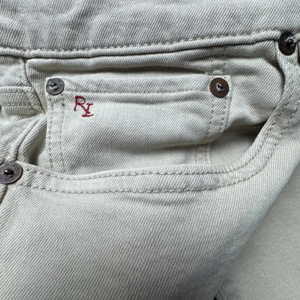 Polo Ralph Lauren Varick Slim Straight Jeans Mens 33x30 Beige Button Fly Denim